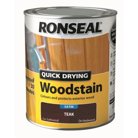 Ronseal Quick Drying Woodstain Satin Teak 750ml