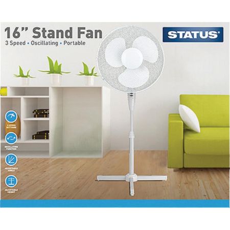 Status 16" Pedestal Fan - White