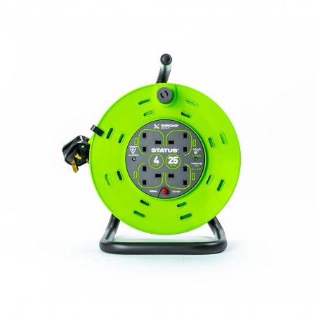 Status 4 Socket Cable Reel Green 13A 25m