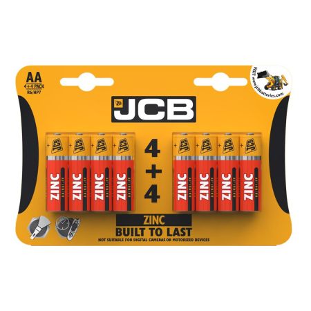 S6586 JCB AA Zinc Batteries - Pack of 4+4