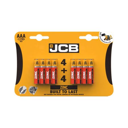 S6587 JCB AAA Zinc Batteries - Pack of 4+4