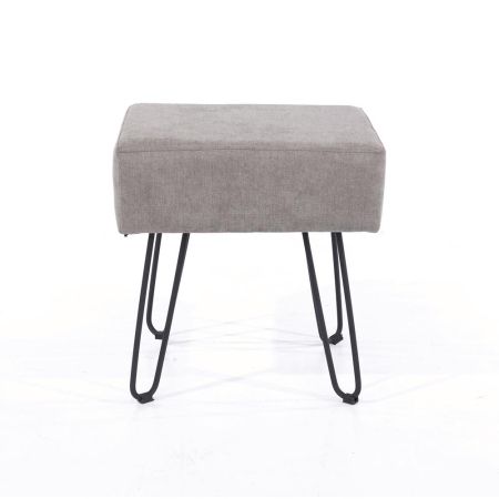 Accessories Grey Fabric Upholstered Rectangular Stool With Black Metal Legs