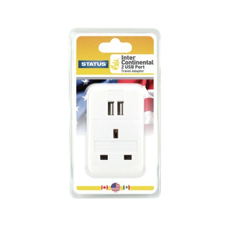 Status U.S.A. - Intercontinental Adaptor 1 way - 2 x USB