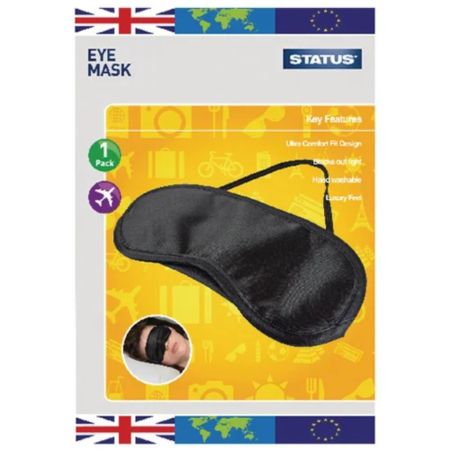 Status Travel Eye Mask - With Strap - Black 