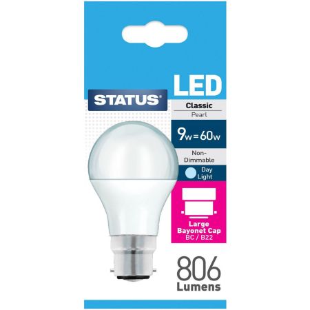 Status 60w LED A60 Bayonet Cap Pearl Day Light