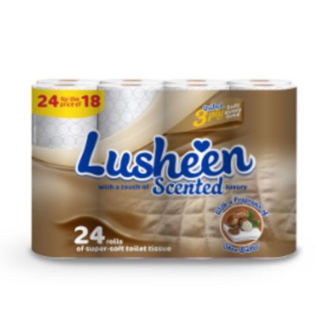 Lusheen Scented Luxury Super Soft Toilet Rolls 3-Ply White Pack of 24