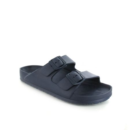 Ella Twin Buckle Shells Slide - Navy - Available in a range of sizes