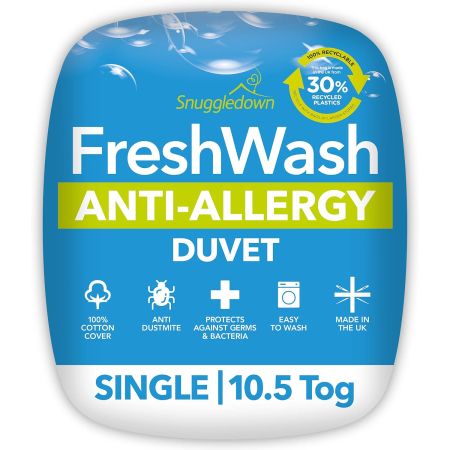 FreshWash Anti-Allergy Duvet Single 10.5 Togs