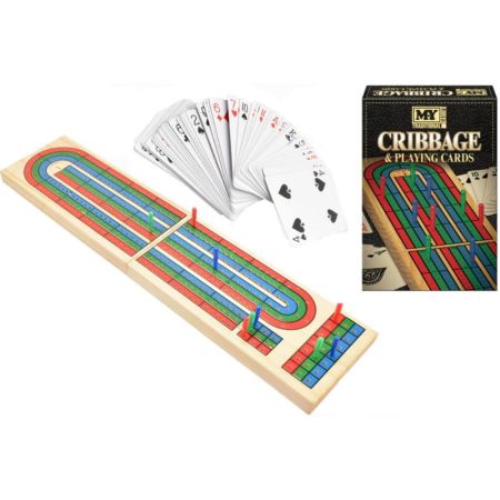 M.Y Solid Wood Cribbage Board & Playing Cards