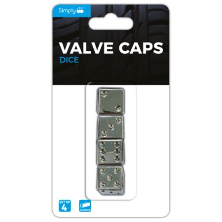 Dice Valve Caps Chrome - With Nylon Insert