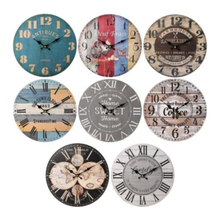 Hometime Vintage Wall Clocks Assorted