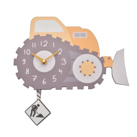 Hometime Kids Wooden Digger Wall Clock with Pendulum