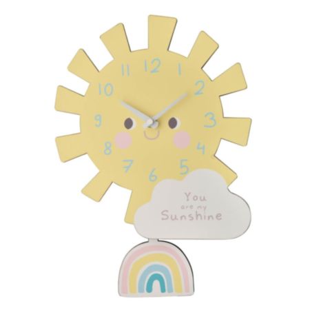 Hometime Kids Wooden Sunshine Wall Clock with Pendulum