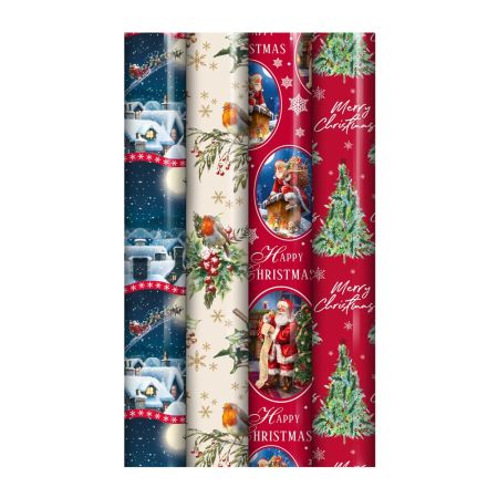 Traditional Christmas Gift Wrapping Paper 7 metres