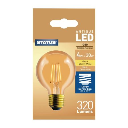 Status 4w Antique LED G80 Globe ES Bulb