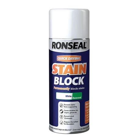 Ronseal Stain Block One Coat Aerosol White 400ml