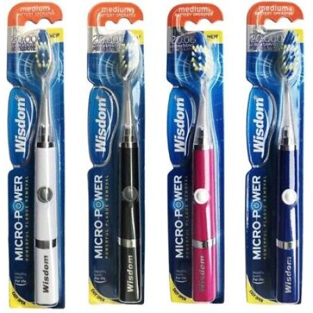 Wisdom MicroPower Slim Battery toothbrush - Available in a range of colours